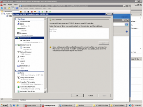 windows 2008 hyper-v manager ide controllers