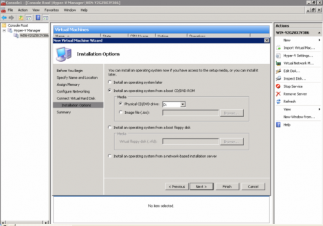windows 2008 hyper-v manager os installation source