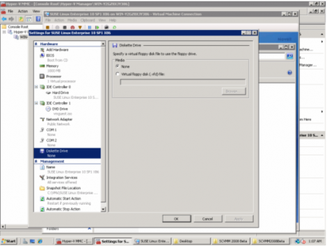 windows 2008 hyper-v manager vm diskette drive