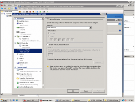 windows 2008 hyper-v manager vm network setting