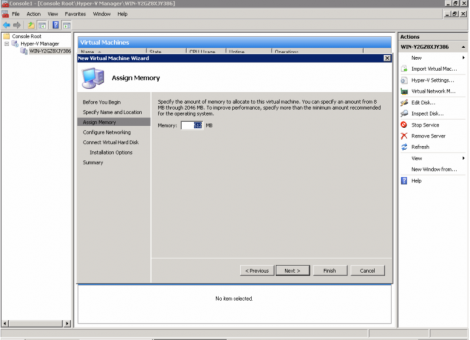 windows 2008 hyper-v virtual machine memory configuration
