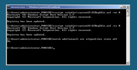 MS Windows 2008 servercore shuting down firewall
