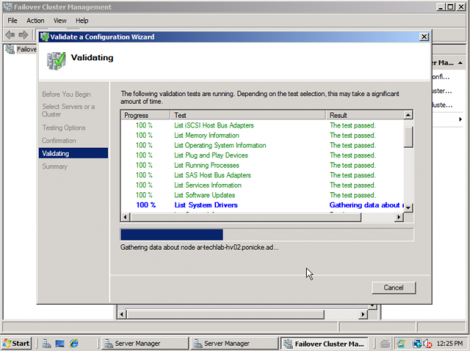 windows 2008 cluster validation start