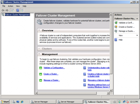 windows 2008 failover cluster management