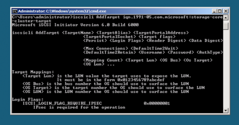 Windows 2008 server core adding iscsi target IQN