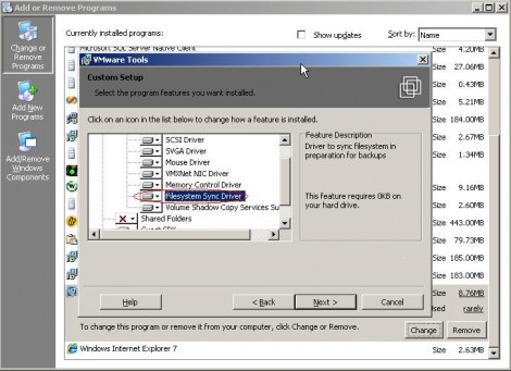 VMware tools filesystem sync driver