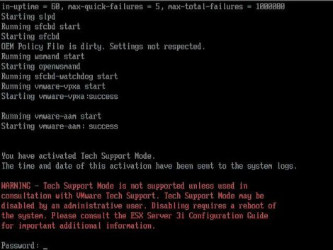 VMWare ESXi console after typing unsupported