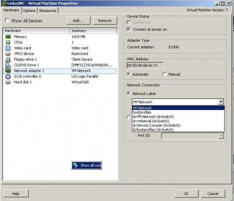 machine on the same machine but not on a distributed switch from vc