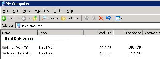 VMware ESX Virtual machine disk usages before filling it up as showing in windows