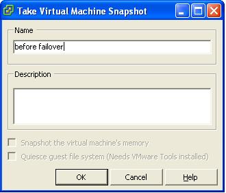 VMware vSphere give the replica snapshot a name
