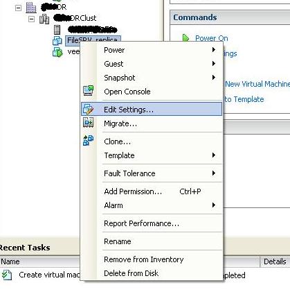 VMware ESX 4 edit the virtual machine settings to change the network of the VM