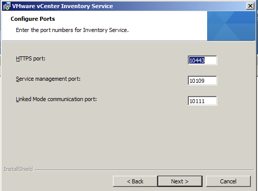 Configure Network ports for vCenter 5.1 Inventory Service