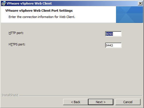 Confirm Network Ports to be used with vSphere Web Client