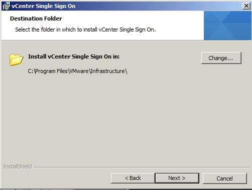 Choose the vCenter Single Sign On Installation Path