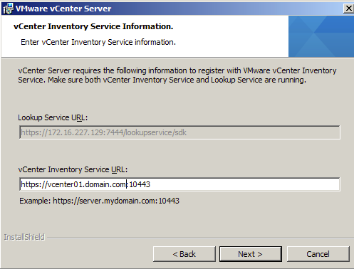 vCenter Inventory Service Information