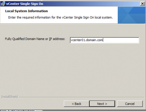 vCenter Single Sign On Information