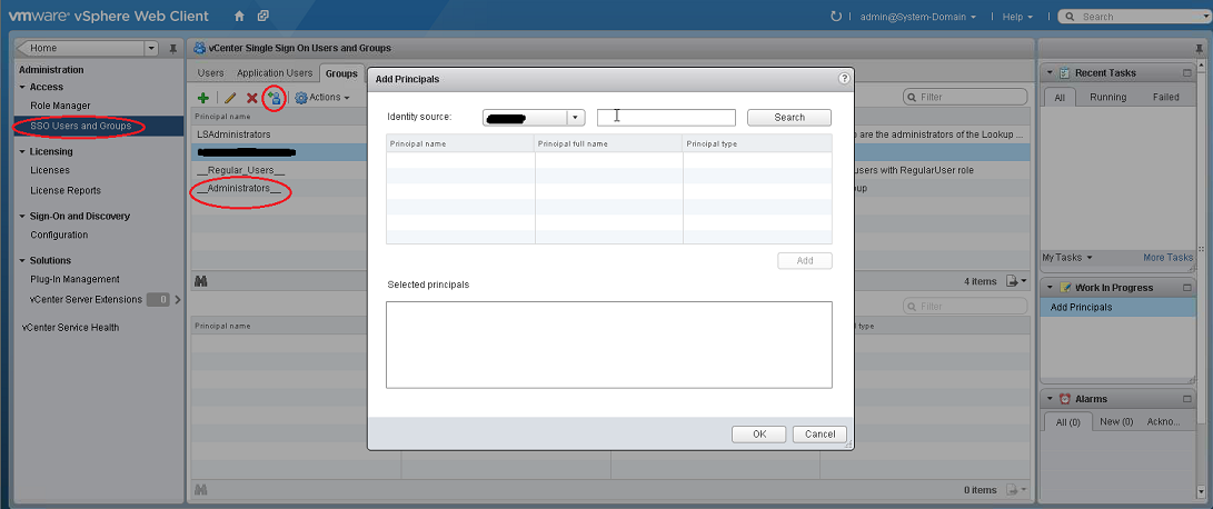 Adding Domain users to SSO Administrator Group