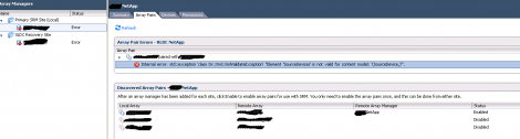 SRM NetApp 6290 element SourceDevice is not valid for content model