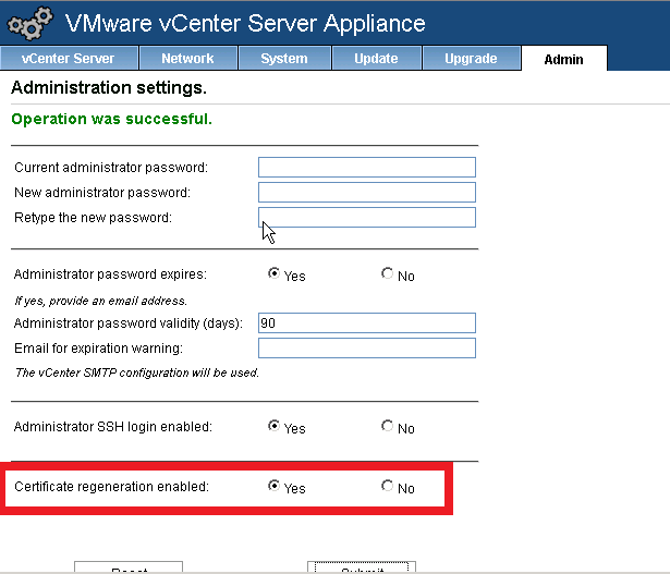 VMware vCSA regenerate certificate
