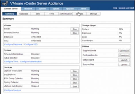 VMware vCenter Appliance Services