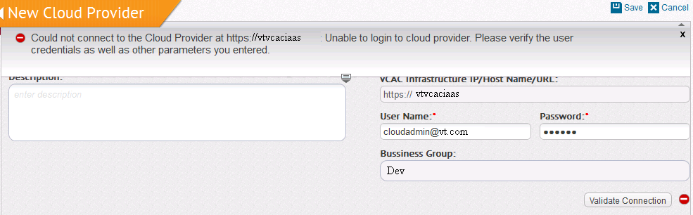 vCAC fail to connect to Application Director