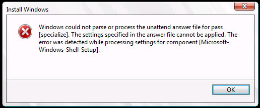 Windows could not parse or process the unattend answer file or pass [specialize]