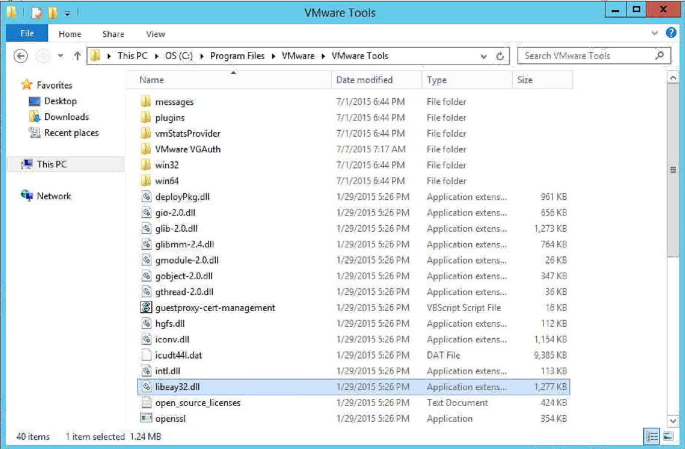 VMware tools copy libeay32.dll into the Gugent folder
