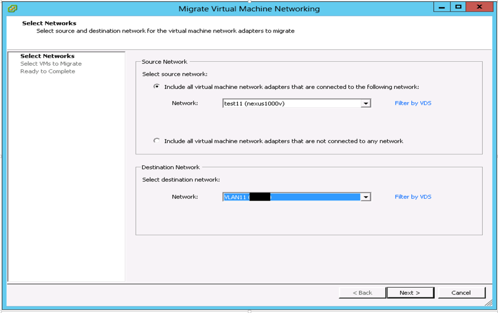 Migrate VMs from Nexus 1000v to vDS