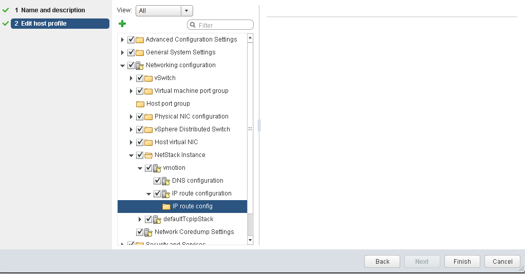 vSphere 6.5 host profile IP route config