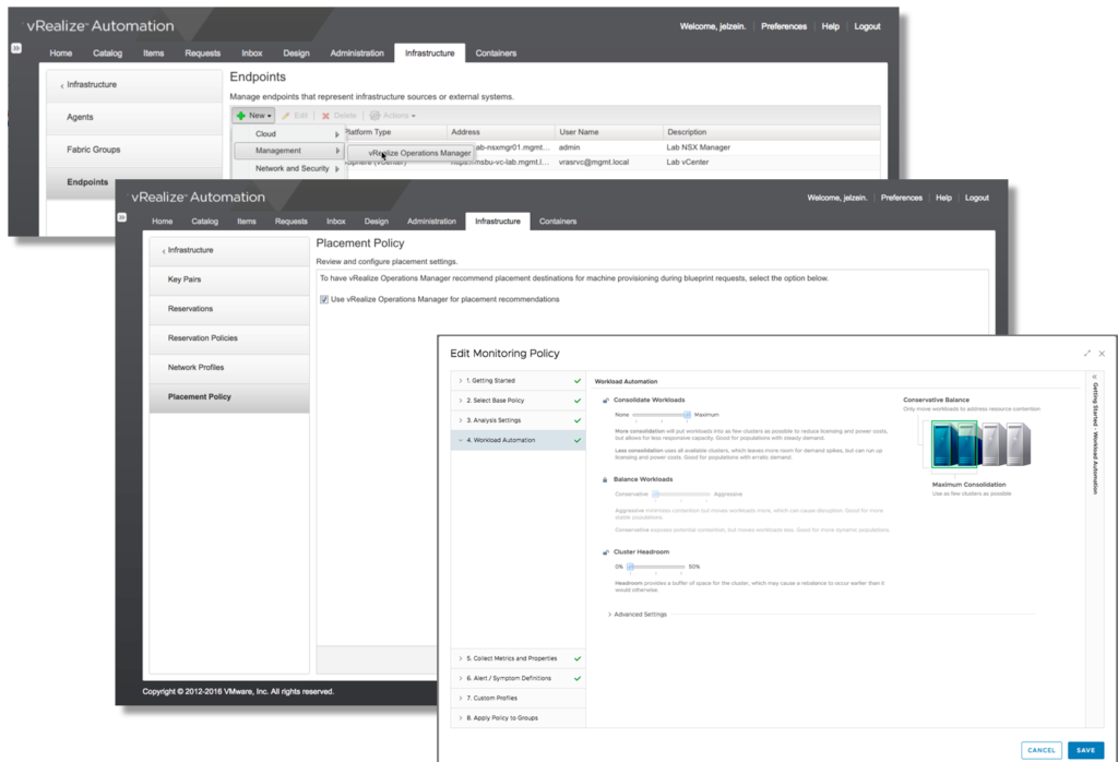 vRealize Automation optimized placement using vROPs analytics