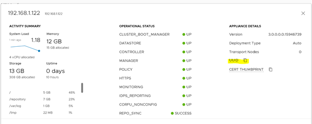 VMware NSX-T Manager Node ID
