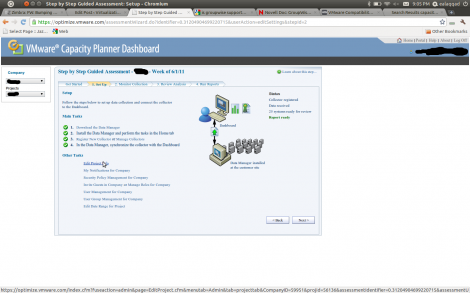 From CP setup page choose Edit Project Info From VMware Capacity Planning Dashboard Setup choose Edit Project Info