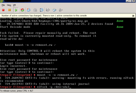 vCenter Appliance fsck failed